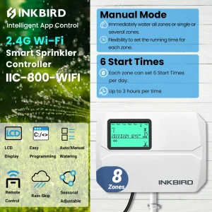 INKBIRD 8 zone Indoor Outdoo wi-fi Smart Sprinkler Controller Timer di irrigazione programmabile regolazione stagionale e pioggia salta App gratuita