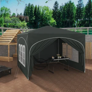 WOLTU Baldacchino da giardino pieghevole con 4 pareti laterali Tenda da festa 3×3 m Protezione UV idrorepellente regolabile in altezza per campeggio Picnic
