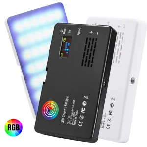 Video RGB LED tascabile leggero, 20 effetti luminosi a colori 360, batteria ricaricabile integrata da 3100 mAh, luci video sulla fotocamera, CRI≥