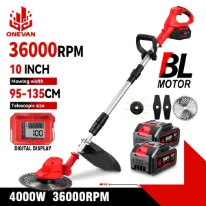 ONEVAN 10 pollici Brushless Elettrico Tosaerba 36000RPM Cordless Tagliaerba Taglierina Da Giardino Strumento di Potere Per Makita 18V Batteria Spille
