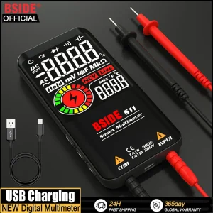 BSIDE Multimetro digitale professionale Smart 9999 EMF Multitester DC AC Condensatore di tensione Ohm Diodo Tester elettrico dal vivo Carica USB