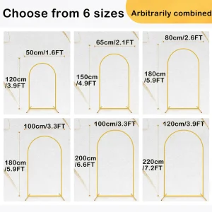 Supporto per arco in metallo dorato di 6 dimensioni arbitrariamente combinato per fondale fotografico, matrimonio, compleanno, festa, palloncino, cornice di sfondo