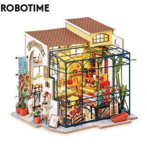 Robotime Rolife fai da te negozio di fiori di Emily casa delle bambole con mobili bambini adulti casa delle bambole in miniatura kit di legno giocattolo DG145