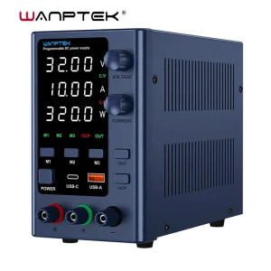 Wanptek Alimentatore Memoria di regolazione dell’encoder da laboratorio Alimentatore CC regolabile 30V 10A Fonte di alimentazione da banco 120V 60V 5A 3A ricarica