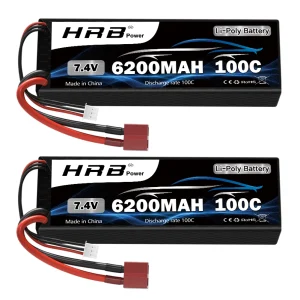 1/2PC HRB 2S Lipo 7.4V 6200mah Batteria per auto 100C con Deans T plug custodia rigida Lipo per 1/10 1/12 1/14 RC Car Truck Monster Tanks
