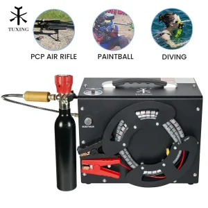 TUXING 4500Psi Compressore d’aria portatile PCP 300Bar Compressore ad alta pressione con arresto automatico con alimentazione per auto 12v Aupply per fucile TXES062