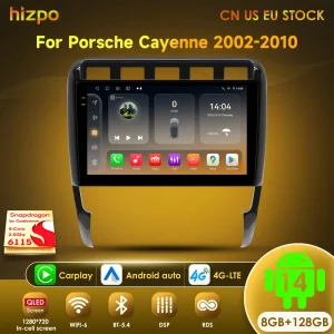 Hizpo Android 14 Autoradio per Porsche Cayenne 1 2002-2010 Lettore video multimediale 2din 4G Navigazione Carplay Unità principale No DVD