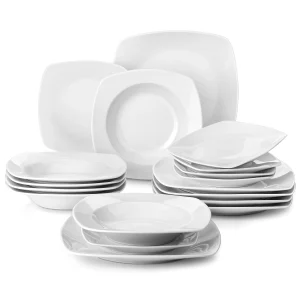 MALACASA JULIA Classic Set di stoviglie in porcellana ceramica da 18 pezzi con 6 * piatti da Dessert per zuppa di cena servizio di stoviglie per 6