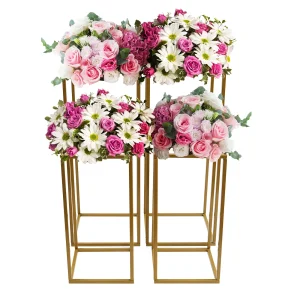 Set di supporti per fiori da matrimonio in oro da 4 pezzi |   Rack per colonne geometriche in metallo alto 40 cm + 60 cm |   Porta decorazioni fai-da-te per bouquet di palloncini per feste