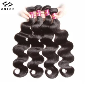 UNice Fasci di Capelli Umani Dell’onda Del Corpo 4 Pz/lotto 100% Tessitura Dei Capelli di Remy Colore Naturale Dei Capelli Umani Tesse 8-30 pollici Spedizione Gratuita