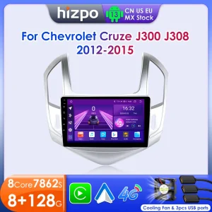 Hizpo 2din Android 13 Per Chevrolet Cruze J300 J308 2012 – 2015 Autoradio Lettore Video Multimediale Navi GPS Carplay 8 Core 8 + 128G