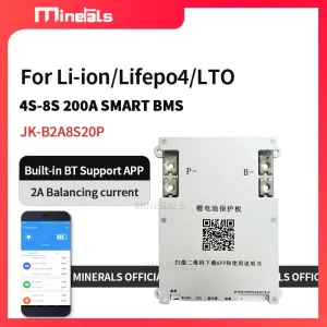 Jikong JK BMS 4S 5S 6S 7S 8S 200A Smart BMS 2A Equilibrio attivo Trasferimento energetico APP Bluetooth integrata Supporto LCD 12V 24V 3S BMS