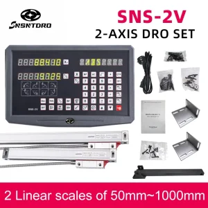 SNS-2V Lettura digitale DRO a 2 assi Display AC110V/220V e 2 pezzi 0-1000mm Encoder scala lineare 5/1um per fresatrice tornio