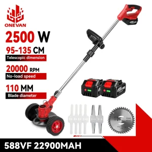 ONEVAN Rasaerba Elettrico 20000RPM Cordless Tagliaerba Regolabile Pieghevole Telescopico Attrezzo Da Giardino Per 21V 18V Batteria