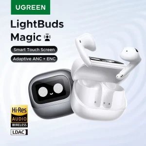 UGREEN Lightbuds Auricolari Bluetooth wireless ANC con cancellazione attiva del rumore adattivo semi-aperte con schermo intelligente LCD a colori