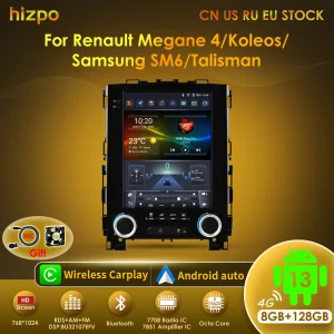 Hizpo 9.7 pollici 2din Android 13 per Renault Koleos Megane 4 Samsung SM6 Talisman 2017-2019 Autoradio Lettore multimediale Carplay