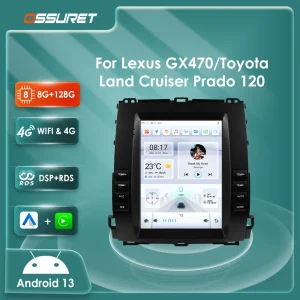 Autoradio 9.7″ Carplay Android 13 per Toyota Land Cruiser Prado 120 2002 – 2009 Lexus GX47 GPS Stereo 2din Lettore Multimediale