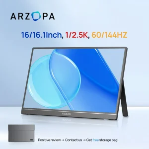 ARZOPA 16/16,1 pollici, 1/2,5k, 60/144HZ Monitor portatile IPS Mini-HDMI Secondo schermo esterno per Mac Laptop PC Switch Xbox PS4/5