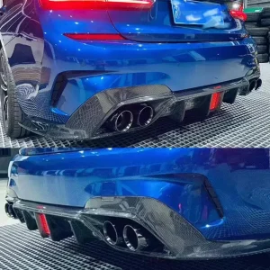 MagicKit Carbon Look diffusore paraurti posteriore Quad tubi per BMW serie 3 G20 G21 M Sport 19 +