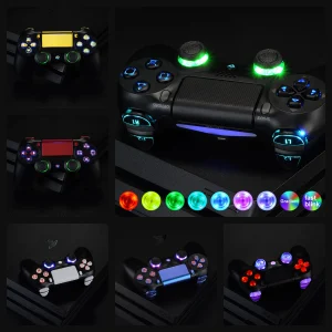 EXtremeRate Multi-Colors Luminated D-pad Thumbstick Trigger Face Buttons dfs (DTF 2.0) Kit LED per Controller ps4 Slim Pro