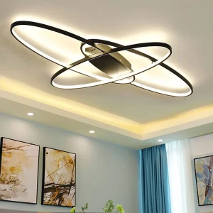 Plafoniera moderna a LED geometrica nera 70W lampadario a incasso 3 colori lampada dimmerabile per soggiorno camera da letto