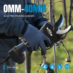 Swansoft Cesoie elettriche da potatura per potatrice per rami di alberi da vino alimentate a batteria da 40 mm SW-8605 Batteria da 2 Ah