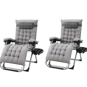 AuAg Poltrona lounge pieghevole a gravità zero Sedie a sdraio taglie forti Cuscino in cotone per giardino Lettino prendisole per patio esterno Carico 160 kg