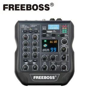 Freeboss Mixer audio a 4 canali 99 effetti DSP Riproduzione PC Bluetooth Console di missaggio record USB 48V Phantom Power Podcast AG-AS04B