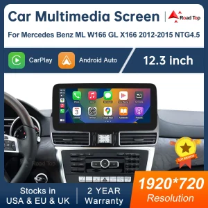 Display multimediale da 12.3 ”per Benz ML W166 GL X166 GLE GLS 2012-2018 Touch Screen Wireless Carplay Navigazione Android Auto