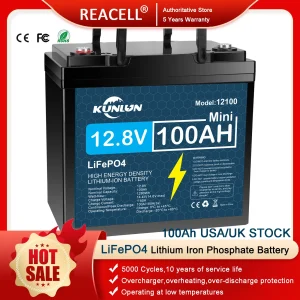 Batteria LiFePO4 da 12,8 V 120 Ah/100 Ah/60 Ah/30 Ah 12 V Batterie al litio ferro fosfato Confezione da 5000 cicli Camper Carrello Barca Batteria solare