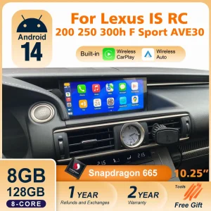 Android 14 Autoradio Per Lexus IS RC 200 250 300 350 200t 300h 2013-2019 128GB Lettore Video Multimediale CarPlay Autoradio 4G