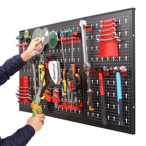 Portautensili a parete/pannello portautensili da parete perforato con assortimento di ganci Portautensili da parete per officina 120×60 cm