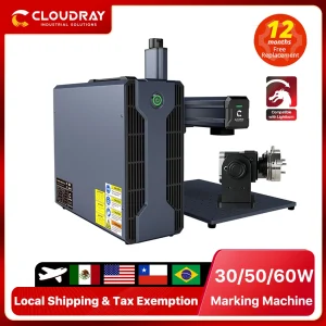 Cloudray 30/50/60W Macchina per marcatura laser a fibra 110*110mm per il taglio di gioielli Oro Argento Acciaio inossidabile Rame Foglio di alluminio