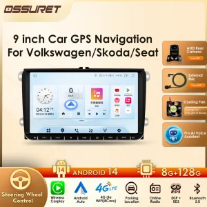 Android 14 9 “2 Din Autoradio Carplay per Polo Golf 5 6 Passat B6 CC Tiguan Touran EOS SHARAN SCIROCCO GPS Naviation Multimedia