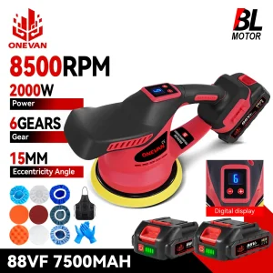 ONEVAN 6 Gear Brushless Auto Elettrica Lucidatore Cordless Automobile Auto Lucidatura Sigillatura Smalto Strumento Per Makita 18V Batteria Spille