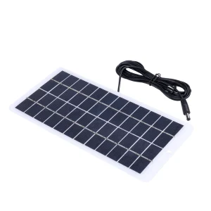 Pannello solare 12V Caricatore solare in polisilicio 10W Banca di energia solare laminata EVA con moschettone porta CC per batteria da 3,7 V/Lampada da giardino