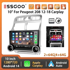 ESSGOO Autoradio Android 14 2DIN con Schermo Touch HD da 9″ per Peugeot 307 2002–2013 – Navigazione GPS WiFi Bluetooth FM RDS Mirror Link SWC Lettore Video Multimediale