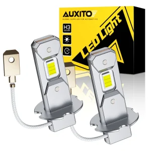 AUXITO 2 Pz Mini H3 LED Lampadine per fari auto Fanless H3 LED Lampadina fendinebbia Giallo DRL Bianco super luminoso Lampada di guida per auto DC 12 V
