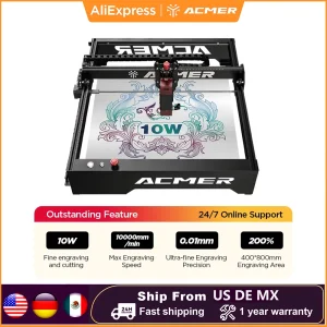 ACMER P1 10W Potente Incisore Laser Wifi APP Controllo Macchina da Taglio per la Lavorazione del Legno Incisione di Pannelli in Pelle in Legno Dimensioni 400x410mm