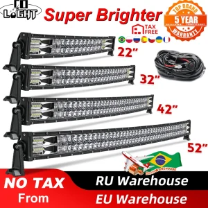 CO LIGHT 22 “32” 42 “52” Barra luminosa a LED curva Offroad Barra a LED a 2 file Fascio combinato Luce da lavoro a LED 12V 24V per 4×4 4WD SUV ATV Auto