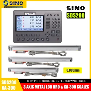 SINO SDS200 Display LCD digitale a 4 assi in metallo DRO Kit e Encoder a scala lineare in vetro KA-300 per smerigliatrice per tornio milling