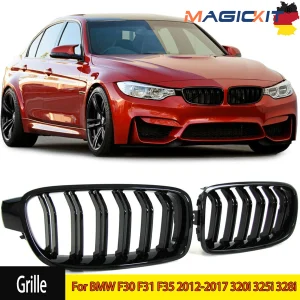 Griglia anteriore per auto a doppia stecca per BMW F30 F31 F35 320i 325i 328i 2012-2018 griglia sportiva anteriore da corsa nera lucida per BMW serie 3