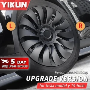 4PCS Coprimozzo Prestazioni Automobile Sostituzione Coprimozzo Cerchio Completo Accessori per Tesla Modello Y 19 Pollici Copriruota 2018-2024
