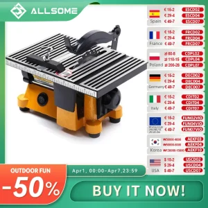 ALLSOME Mini sega da banco multifunzione 220V per il taglio di legno, rame, alluminio, mini sega da tavolo da 4 pollici