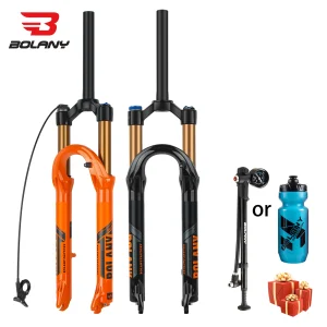 BOLANY Forcella Aria per Bicicletta 120mm Viaggio 27.5/29 Pollici Arancione Mountain Bike Supensione Aria 32mm Parti di Biciclette in Lega di Magnesio