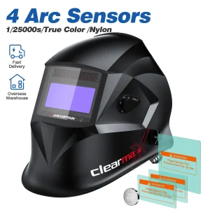 ARCCAPTAIN Casco per saldatura oscurante automatico Maschera per saldatore in nylon Vista ampia Colore vero DIN4 1/1/1/1 Maschera per saldatura per TIG MIG MMA CUT