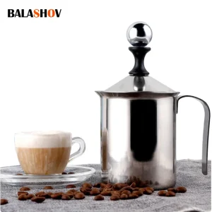 Montalatte in acciaio inossidabile da 800ML creatore di schiuma crema per latte a doppia rete schiuma per latte caffè Cappuccino Mixer per bevande frullino per le uova cucina