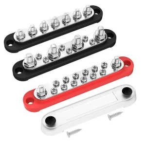 Morsettiera per auto Barra collettrice negativa Morsettiera 12V 150A Blocco di distribuzione dell’alimentazione 12V Bus terminale M8 per barca automobilistica