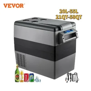 VEVOR Mini frigorifero per auto Mini frigorifero 15-45L Congelatore Compressore portatile Dispositivo di raffreddamento 12/24V DC 110-240V Contenitore di ghiaccio per il campeggio