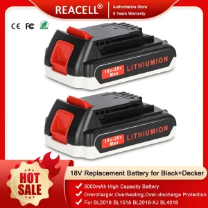 REACELL18V 3.0Ah/5.5Ah Batteria di ricambio per utensili elettrici Black&Decker BL2018 BL1518 BL2018-XJ BL4018 LB20 LBXR20 LBXR20